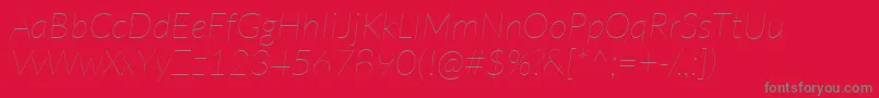 Weitere Informationen zur LatoHairlineitalic-Schriftart LatoHairlineitalic-Schriftart – Graue Schriften auf rotem Hintergrund
