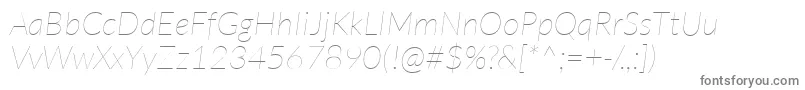 Lisätietoja LatoHairlineitalic-fontista LatoHairlineitalic-fontti – harmaat kirjasimet valkoisella taustalla