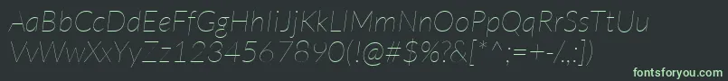 Шрифт LatoHairlineitalic – зелёные шрифты на чёрном фоне