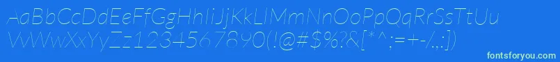 LatoHairlineitalic Font – Green Fonts on Blue Background