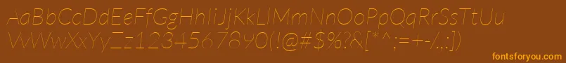 LatoHairlineitalic Font – Orange Fonts on Brown Background