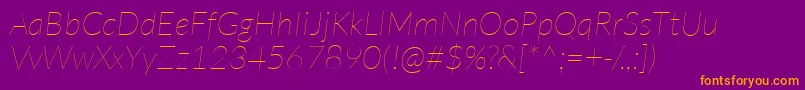 LatoHairlineitalic Font – Orange Fonts on Purple Background