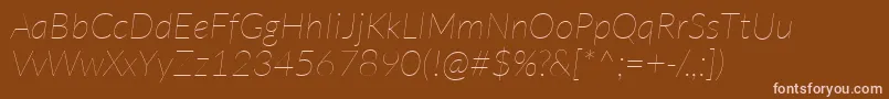 LatoHairlineitalic Font – Pink Fonts on Brown Background