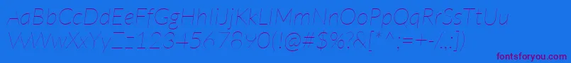 LatoHairlineitalicフォントについての詳細 フォントLatoHairlineitalic – 紫色のフォント、青い背景