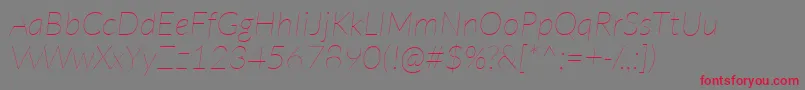 フォントLatoHairlineitalic – 赤い文字の灰色の背景