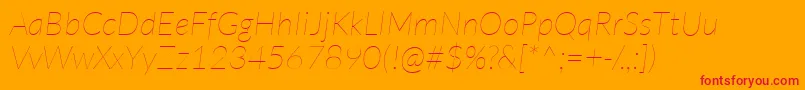 フォントLatoHairlineitalic – オレンジの背景に赤い文字