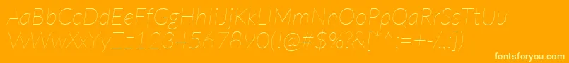 Подробнее о шрифте LatoHairlineitalic Шрифт LatoHairlineitalic – жёлтые шрифты на оранжевом фоне