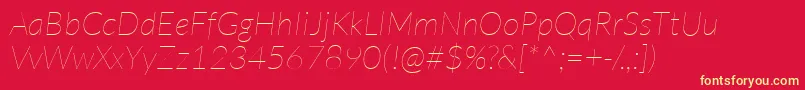 LatoHairlineitalic Font – Yellow Fonts on Red Background