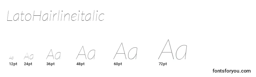 LatoHairlineitalic Font Sizes