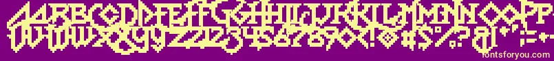 LadyRadical2-Schriftart – Gelbe Schriften auf violettem Hintergrund