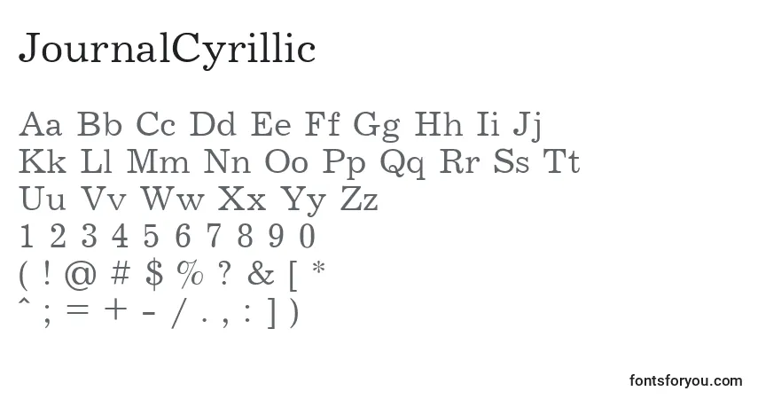 Шрифт JournalCyrillic – алфавит, цифры, специальные символы