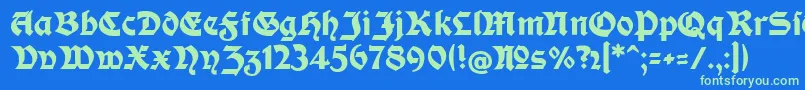 Czcionka ModerneFetteSchwabacher – zielone czcionki na niebieskim tle