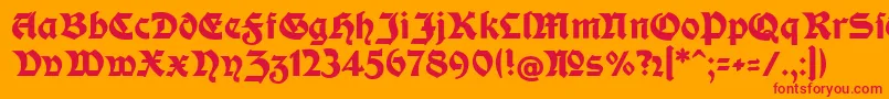 フォントModerneFetteSchwabacher – オレンジの背景に赤い文字