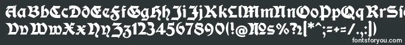 フォントModerneFetteSchwabacher – 黒い背景に白い文字