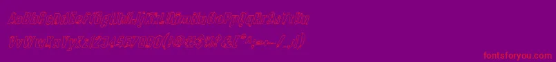 Quarrystoneoutital-Schriftart – Rote Schriften auf violettem Hintergrund