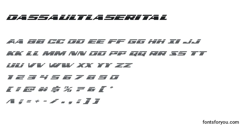 A fonte Dassaultlaserital – alfabeto, números, caracteres especiais