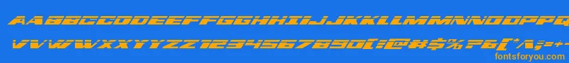 Dassaultlaserital Font – Orange Fonts on Blue Background