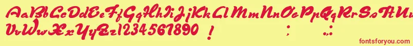 DerniereScript-Schriftart – Rote Schriften auf gelbem Hintergrund