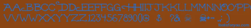 フォントDead ffy – 茶色の背景に青い文字