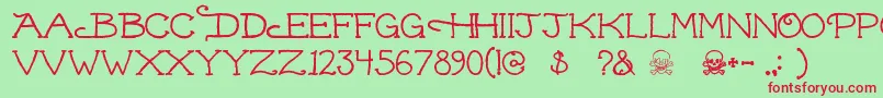 Dead ffy Font – Red Fonts on Green Background