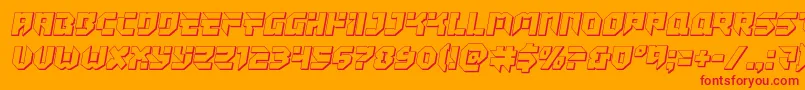 Tokyodrifter3D-Schriftart – Rote Schriften auf orangefarbenem Hintergrund