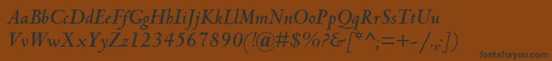 フォントCentaurmtstdBolditalic – 黒い文字が茶色の背景にあります