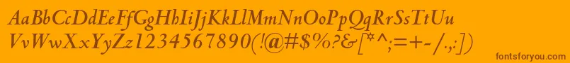 CentaurmtstdBolditalic-Schriftart – Braune Schriften auf orangefarbenem Hintergrund