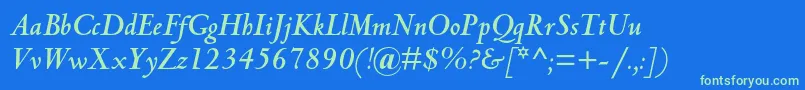 CentaurmtstdBolditalic Font – Green Fonts on Blue Background