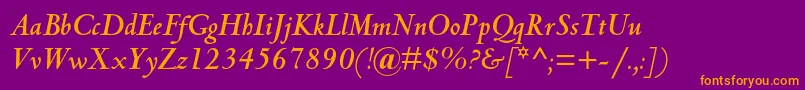 Шрифт CentaurmtstdBolditalic – оранжевые шрифты на фиолетовом фоне