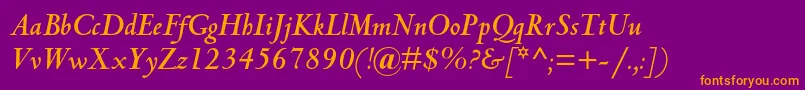 CentaurmtstdBolditalic-Schriftart – Orangefarbene Schriften auf violettem Hintergrund