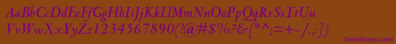 CentaurmtstdBolditalic Font – Purple Fonts on Brown Background