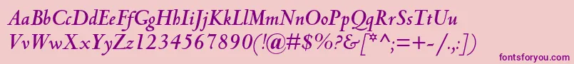 CentaurmtstdBolditalic-fontti – violetit fontit vaaleanpunaisella taustalla