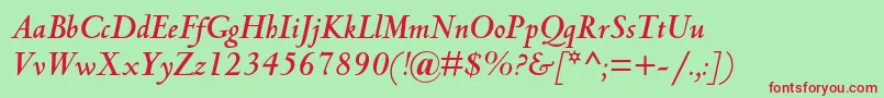 CentaurmtstdBolditalic Font – Red Fonts on Green Background
