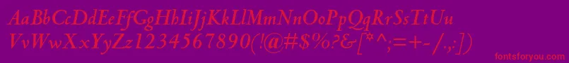 CentaurmtstdBolditalic Font – Red Fonts on Purple Background