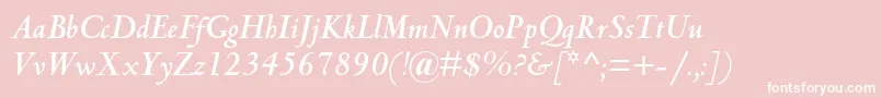 CentaurmtstdBolditalic-fontti – valkoiset fontit vaaleanpunaisella taustalla