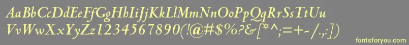CentaurmtstdBolditalic-Schriftart – Gelbe Schriften auf grauem Hintergrund
