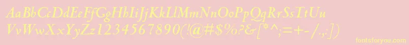 CentaurmtstdBolditalic-Schriftart – Gelbe Schriften auf rosa Hintergrund