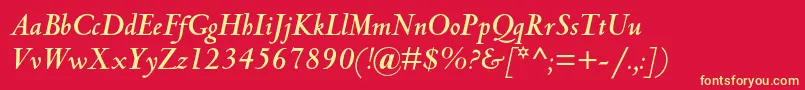 CentaurmtstdBolditalic Font – Yellow Fonts on Red Background