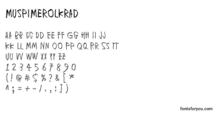 A fonte MuspiMerolKrad – alfabeto, números, caracteres especiais