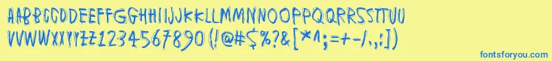 MuspiMerolKrad Font – Blue Fonts on Yellow Background