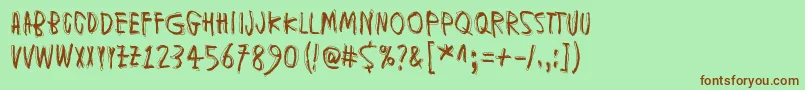 MuspiMerolKrad Font – Brown Fonts on Green Background