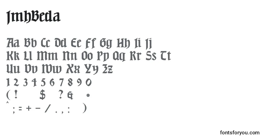 A fonte JmhBeda – alfabeto, números, caracteres especiais