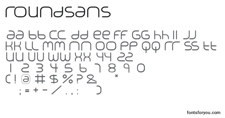 Schriftart Roundsans – Alphabet, Zahlen, spezielle Symbole