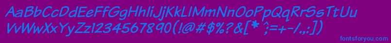 KomikaTextItalic Font – Blue Fonts on Purple Background