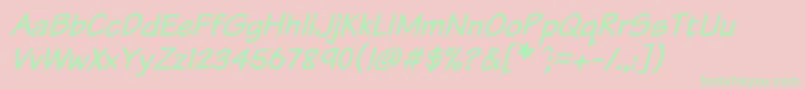 KomikaTextItalic Font – Green Fonts on Pink Background