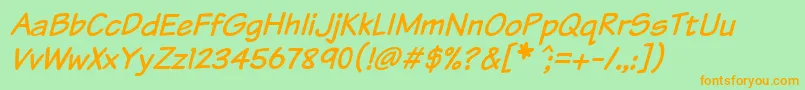 KomikaTextItalic Font – Orange Fonts on Green Background