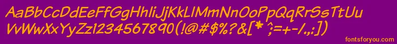 KomikaTextItalic Font – Orange Fonts on Purple Background