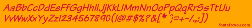 KomikaTextItalic Font – Red Fonts on Orange Background