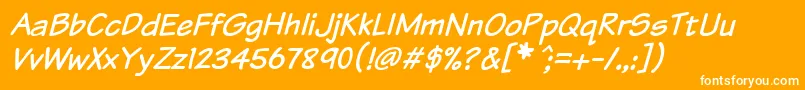 フォントKomikaTextItalic – オレンジの背景に白い文字