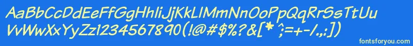 KomikaTextItalic Font – Yellow Fonts on Blue Background
